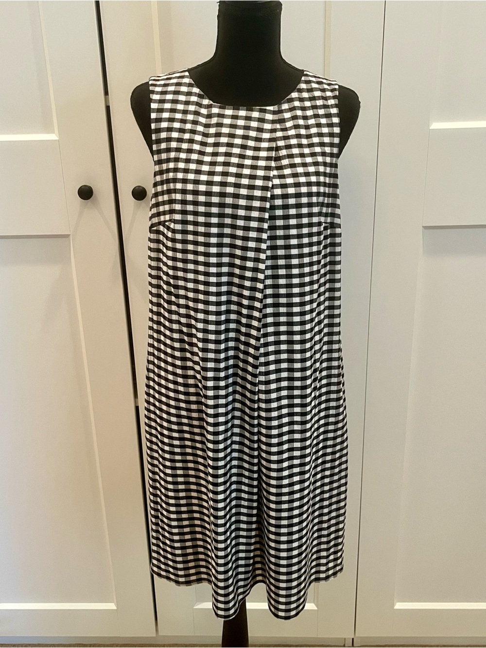 DKNY Crisp Black & White Gingham Sleeveless Dress Summer Casual Classic Size 8